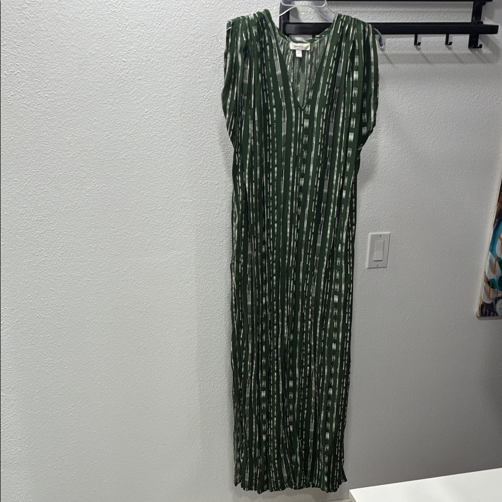 Sleeveless Green Stripe Maxi Dress